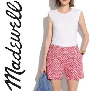 Madewell Red Deck Shorts with White Tulip Print